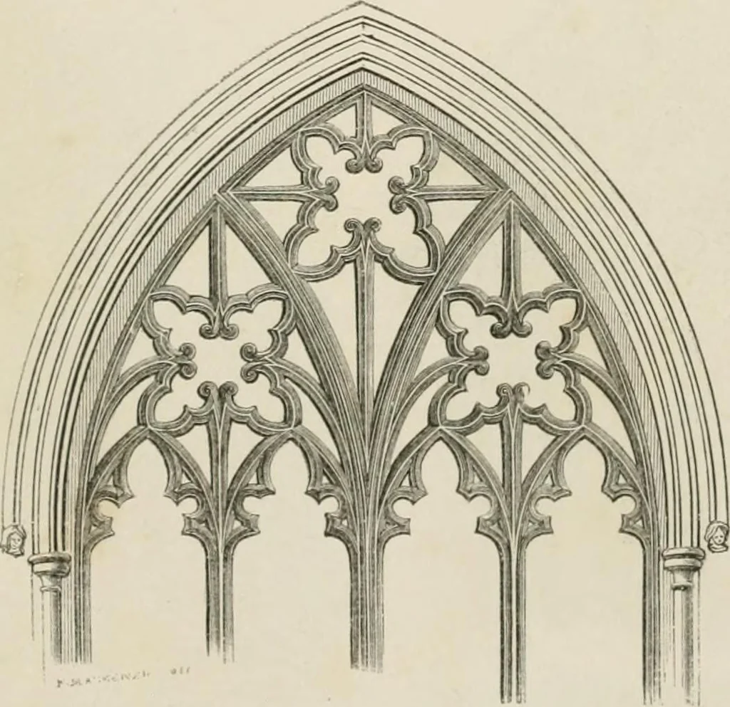 An illustration from An attempt to discriminate the styles of architecture in England : from the Conquest to the Reformation : with a sketch of the Grecian and Roman orders : notices of numerous British edifices :and some remarks on the architecture of a part of France, 1848, leaf 228