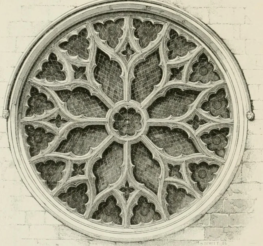 An illustration from An attempt to discriminate the styles of architecture in England : from the Conquest to the Reformation : with a sketch of the Grecian and Roman orders : notices of numerous British edifices :and some remarks on the architecture of a part of France, 1848, leaf 235