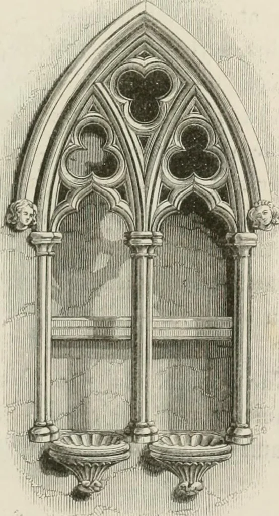 An illustration from An attempt to discriminate the styles of architecture in England : from the Conquest to the Reformation : with a sketch of the Grecian and Roman orders : notices of numerous British edifices :and some remarks on the architecture of a part of France, 1848, leaf 256