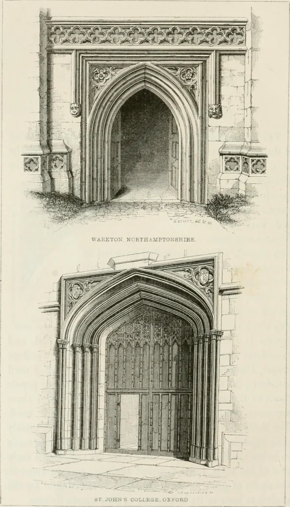 An illustration from An attempt to discriminate the styles of architecture in England : from the Conquest to the Reformation : with a sketch of the Grecian and Roman orders : notices of numerous British edifices :and some remarks on the architecture of a part of France, 1848, leaf 295