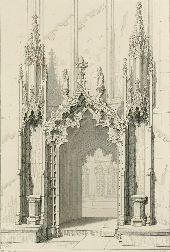 An illustration from An attempt to discriminate the styles of architecture in England : from the Conquest to the Reformation : with a sketch of the Grecian and Roman orders : notices of numerous British edifices :and some remarks on the architecture of a part of France, 1848, leaf 298