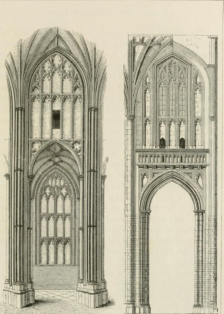 An illustration from An attempt to discriminate the styles of architecture in England : from the Conquest to the Reformation : with a sketch of the Grecian and Roman orders : notices of numerous British edifices :and some remarks on the architecture of a part of France, 1848, leaf 308