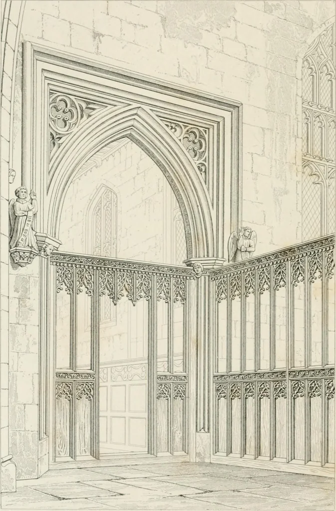 An illustration from An attempt to discriminate the styles of architecture in England : from the Conquest to the Reformation : with a sketch of the Grecian and Roman orders : notices of numerous British edifices :and some remarks on the architecture of a part of France, 1848, leaf 317
