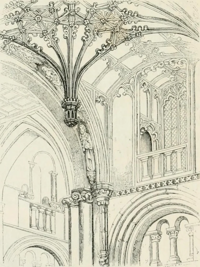 An illustration from An attempt to discriminate the styles of architecture in England : from the Conquest to the Reformation : with a sketch of the Grecian and Roman orders : notices of numerous British edifices :and some remarks on the architecture of a part of France, 1848, leaf 339