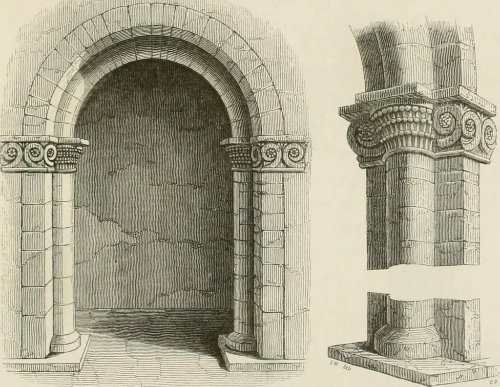 An illustration from An attempt to discriminate the styles of architecture in England : from the Conquest to the Reformation : with a sketch of the Grecian and Roman orders : notices of numerous British edifices :and some remarks on the architecture of a part of France, 1848, leaf 386