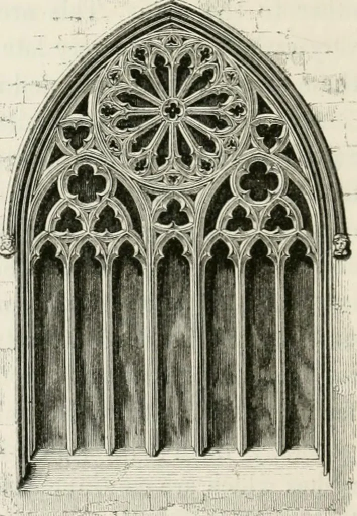 An illustration from An attempt to discriminate the styles of architecture in England : from the Conquest to the Reformation : with a sketch of the Grecian and Roman orders : notices of numerous British edifices :and some remarks on the architecture of a part of France, 1848, leaf 413