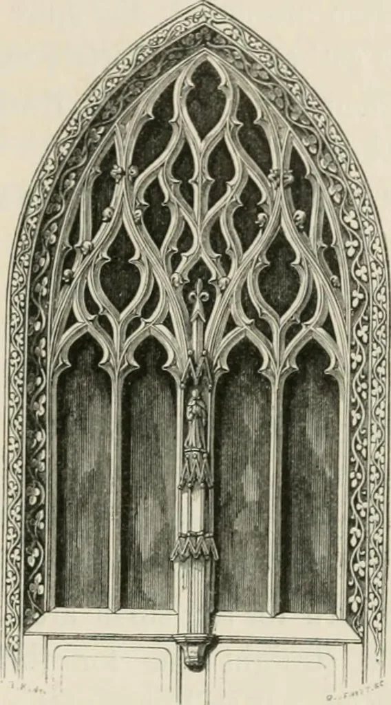 An illustration from An attempt to discriminate the styles of architecture in England : from the Conquest to the Reformation : with a sketch of the Grecian and Roman orders : notices of numerous British edifices :and some remarks on the architecture of a part of France, 1848, leaf 418