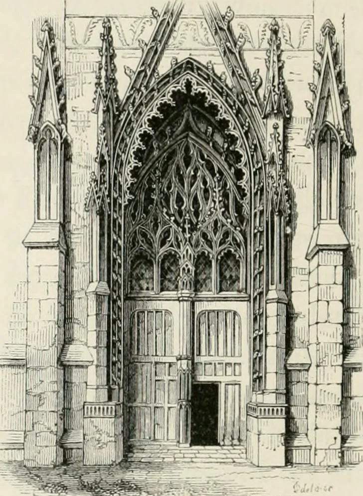An illustration from An attempt to discriminate the styles of architecture in England : from the Conquest to the Reformation : with a sketch of the Grecian and Roman orders : notices of numerous British edifices :and some remarks on the architecture of a part of France, 1848, leaf 419
