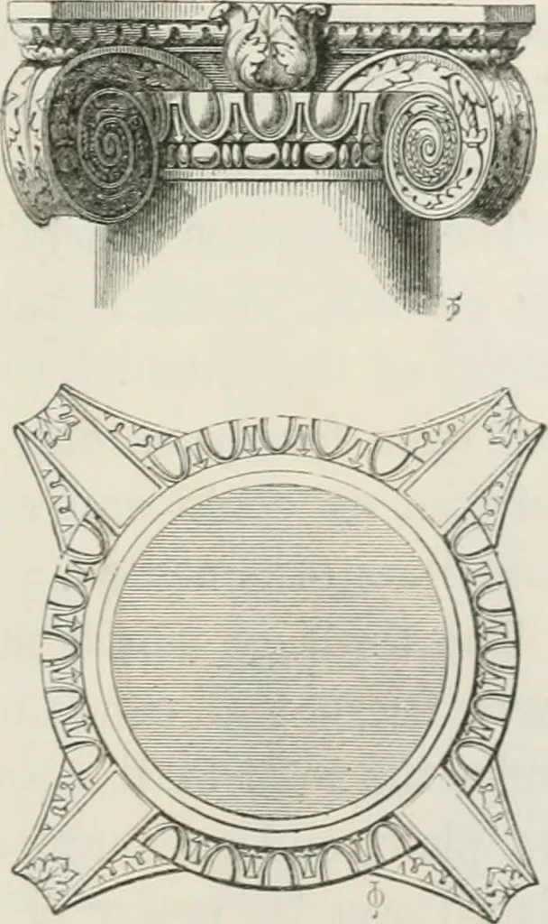 An illustration from An attempt to discriminate the styles of architecture in England : from the Conquest to the Reformation : with a sketch of the Grecian and Roman orders : notices of numerous British edifices :and some remarks on the architecture of a part of France, 1848, leaf 88