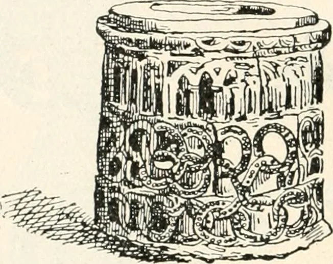 An illustration from Styles of ornament, exhibited in designs, and arranged in historical order, with descriptive text. A handbook for architects, designers, painters, sculptors, wood-carvers, chasers, modellers, cabinet-makers and artistic locksmiths as well as also for technical schools, libraries and private study, 1910, leaf 117