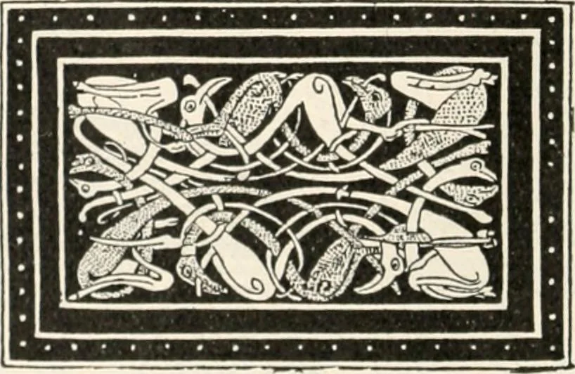 An illustration from Styles of ornament, exhibited in designs, and arranged in historical order, with descriptive text. A handbook for architects, designers, painters, sculptors, wood-carvers, chasers, modellers, cabinet-makers and artistic locksmiths as well as also for technical schools, libraries and private study, 1910, leaf 121