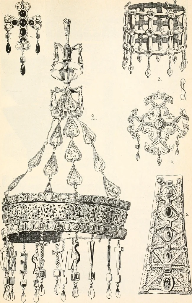 An illustration from Styles of ornament, exhibited in designs, and arranged in historical order, with descriptive text. A handbook for architects, designers, painters, sculptors, wood-carvers, chasers, modellers, cabinet-makers and artistic locksmiths as well as also for technical schools, libraries and private study, 1910, leaf 130