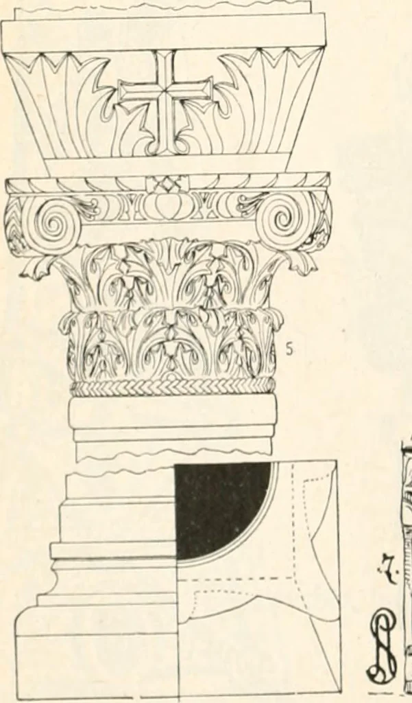 An illustration from Styles of ornament, exhibited in designs, and arranged in historical order, with descriptive text. A handbook for architects, designers, painters, sculptors, wood-carvers, chasers, modellers, cabinet-makers and artistic locksmiths as well as also for technical schools, libraries and private study, 1910, leaf 131
