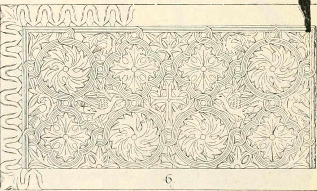 An illustration from Styles of ornament, exhibited in designs, and arranged in historical order, with descriptive text. A handbook for architects, designers, painters, sculptors, wood-carvers, chasers, modellers, cabinet-makers and artistic locksmiths as well as also for technical schools, libraries and private study, 1910, leaf 131