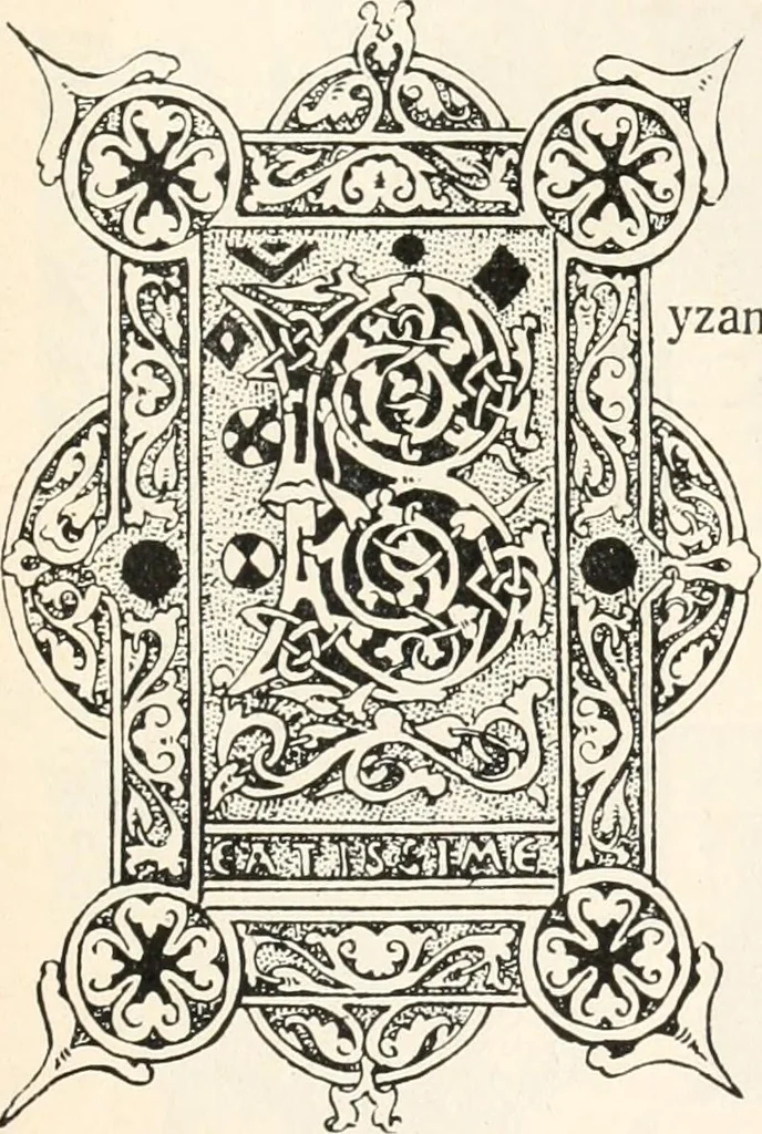 An illustration from Styles of ornament, exhibited in designs, and arranged in historical order, with descriptive text. A handbook for architects, designers, painters, sculptors, wood-carvers, chasers, modellers, cabinet-makers and artistic locksmiths as well as also for technical schools, libraries and private study, 1910, leaf 136