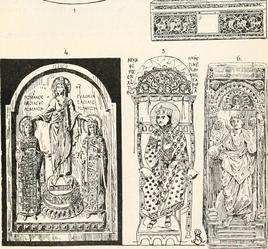 An illustration from Styles of ornament, exhibited in designs, and arranged in historical order, with descriptive text. A handbook for architects, designers, painters, sculptors, wood-carvers, chasers, modellers, cabinet-makers and artistic locksmiths as well as also for technical schools, libraries and private study, 1910, leaf 142