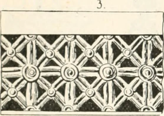 An illustration from Styles of ornament, exhibited in designs, and arranged in historical order, with descriptive text. A handbook for architects, designers, painters, sculptors, wood-carvers, chasers, modellers, cabinet-makers and artistic locksmiths as well as also for technical schools, libraries and private study, 1910, leaf 145