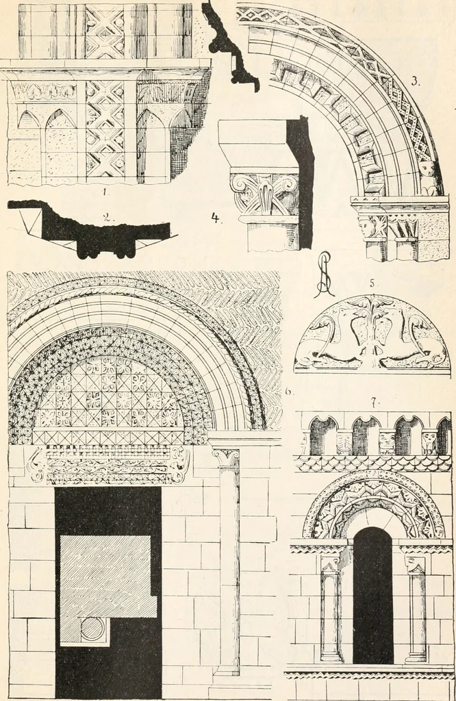 An illustration from Styles of ornament, exhibited in designs, and arranged in historical order, with descriptive text. A handbook for architects, designers, painters, sculptors, wood-carvers, chasers, modellers, cabinet-makers and artistic locksmiths as well as also for technical schools, libraries and private study, 1910, leaf 164