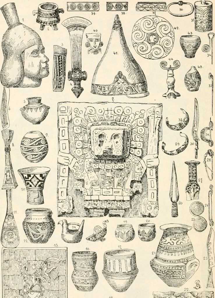 An illustration from Styles of ornament, exhibited in designs, and arranged in historical order, with descriptive text. A handbook for architects, designers, painters, sculptors, wood-carvers, chasers, modellers, cabinet-makers and artistic locksmiths as well as also for technical schools, libraries and private study, 1910, leaf 17