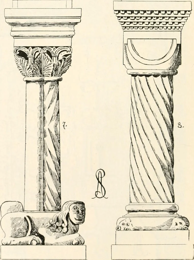 An illustration from Styles of ornament, exhibited in designs, and arranged in historical order, with descriptive text. A handbook for architects, designers, painters, sculptors, wood-carvers, chasers, modellers, cabinet-makers and artistic locksmiths as well as also for technical schools, libraries and private study, 1910, leaf 199
