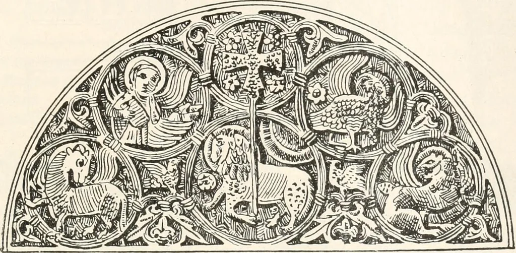 An illustration from Styles of ornament, exhibited in designs, and arranged in historical order, with descriptive text. A handbook for architects, designers, painters, sculptors, wood-carvers, chasers, modellers, cabinet-makers and artistic locksmiths as well as also for technical schools, libraries and private study, 1910, leaf 202