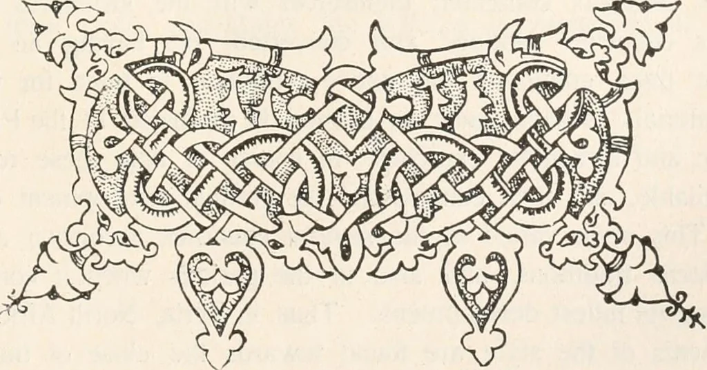 An illustration from Styles of ornament, exhibited in designs, and arranged in historical order, with descriptive text. A handbook for architects, designers, painters, sculptors, wood-carvers, chasers, modellers, cabinet-makers and artistic locksmiths as well as also for technical schools, libraries and private study, 1910, leaf 208