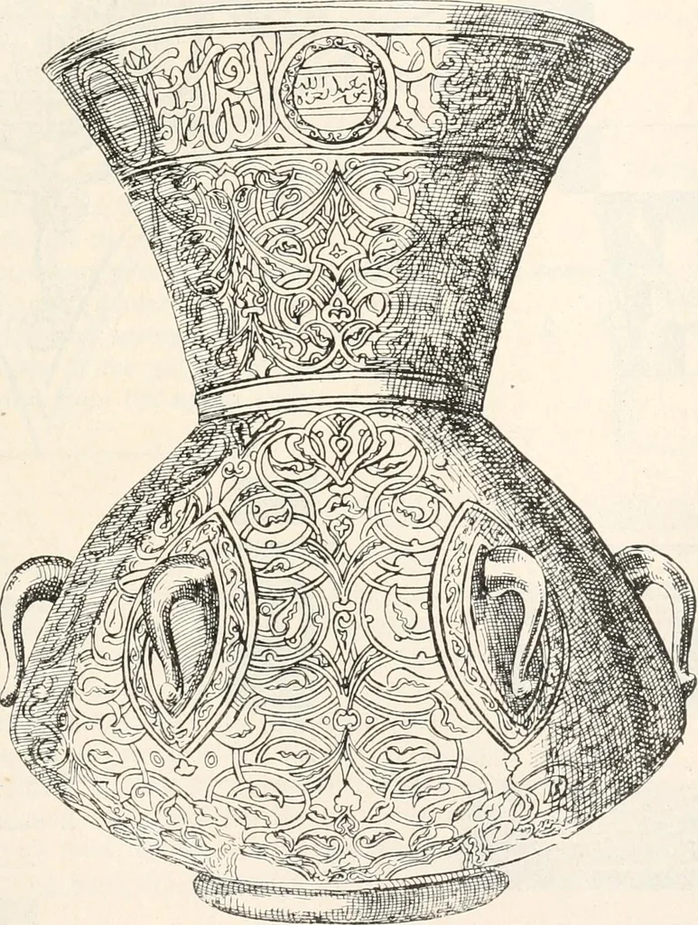 An illustration from Styles of ornament, exhibited in designs, and arranged in historical order, with descriptive text. A handbook for architects, designers, painters, sculptors, wood-carvers, chasers, modellers, cabinet-makers and artistic locksmiths as well as also for technical schools, libraries and private study, 1910, leaf 216