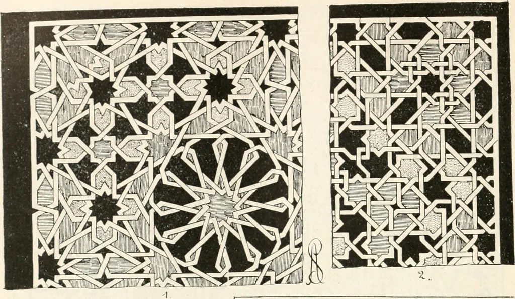 An illustration from Styles of ornament, exhibited in designs, and arranged in historical order, with descriptive text. A handbook for architects, designers, painters, sculptors, wood-carvers, chasers, modellers, cabinet-makers and artistic locksmiths as well as also for technical schools, libraries and private study, 1910, leaf 221