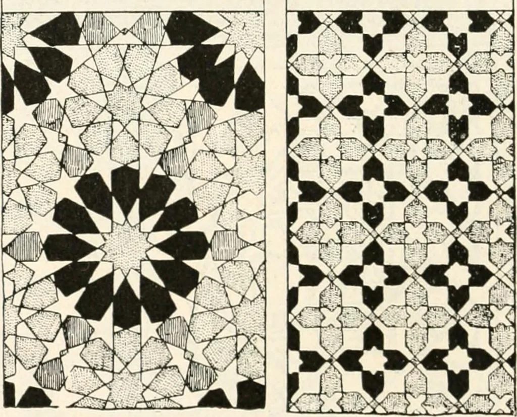 An illustration from Styles of ornament, exhibited in designs, and arranged in historical order, with descriptive text. A handbook for architects, designers, painters, sculptors, wood-carvers, chasers, modellers, cabinet-makers and artistic locksmiths as well as also for technical schools, libraries and private study, 1910, leaf 221