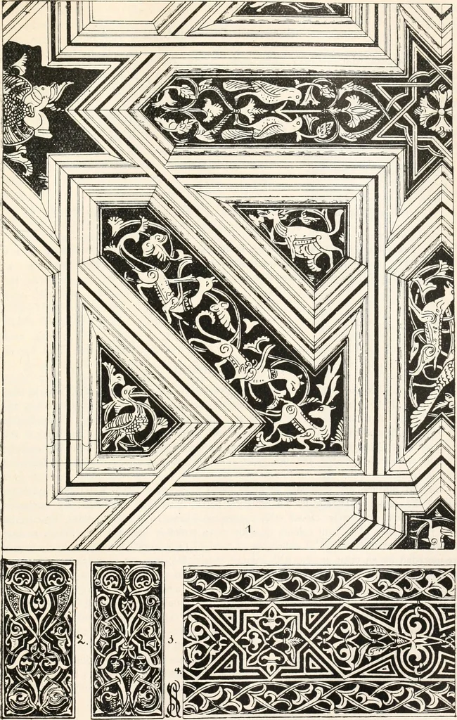 An illustration from Styles of ornament, exhibited in designs, and arranged in historical order, with descriptive text. A handbook for architects, designers, painters, sculptors, wood-carvers, chasers, modellers, cabinet-makers and artistic locksmiths as well as also for technical schools, libraries and private study, 1910, leaf 224