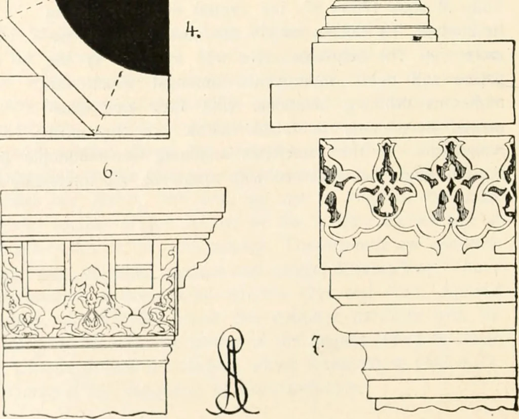 An illustration from Styles of ornament, exhibited in designs, and arranged in historical order, with descriptive text. A handbook for architects, designers, painters, sculptors, wood-carvers, chasers, modellers, cabinet-makers and artistic locksmiths as well as also for technical schools, libraries and private study, 1910, leaf 227
