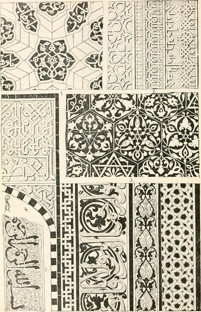 An illustration from Styles of ornament, exhibited in designs, and arranged in historical order, with descriptive text. A handbook for architects, designers, painters, sculptors, wood-carvers, chasers, modellers, cabinet-makers and artistic locksmiths as well as also for technical schools, libraries and private study, 1910, leaf 237