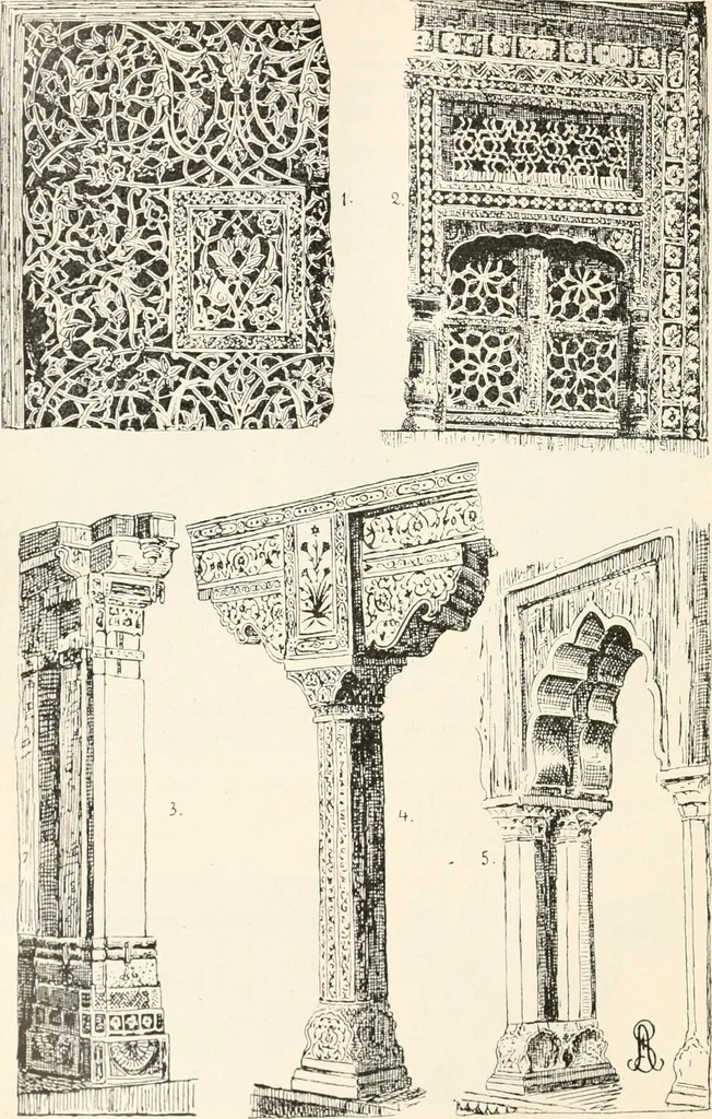 An illustration from Styles of ornament, exhibited in designs, and arranged in historical order, with descriptive text. A handbook for architects, designers, painters, sculptors, wood-carvers, chasers, modellers, cabinet-makers and artistic locksmiths as well as also for technical schools, libraries and private study, 1910, leaf 241