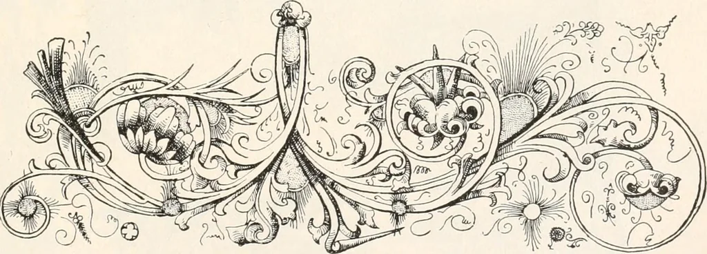 An illustration from Styles of ornament, exhibited in designs, and arranged in historical order, with descriptive text. A handbook for architects, designers, painters, sculptors, wood-carvers, chasers, modellers, cabinet-makers and artistic locksmiths as well as also for technical schools, libraries and private study, 1910, leaf 248
