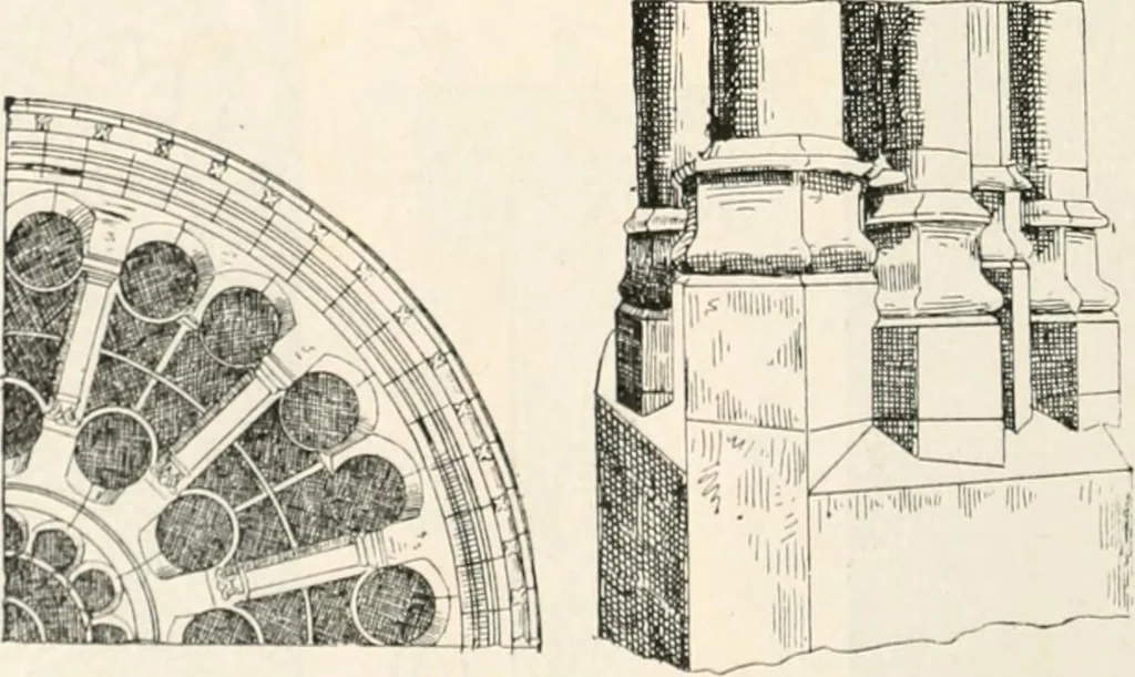 An illustration from Styles of ornament, exhibited in designs, and arranged in historical order, with descriptive text. A handbook for architects, designers, painters, sculptors, wood-carvers, chasers, modellers, cabinet-makers and artistic locksmiths as well as also for technical schools, libraries and private study, 1910, leaf 259