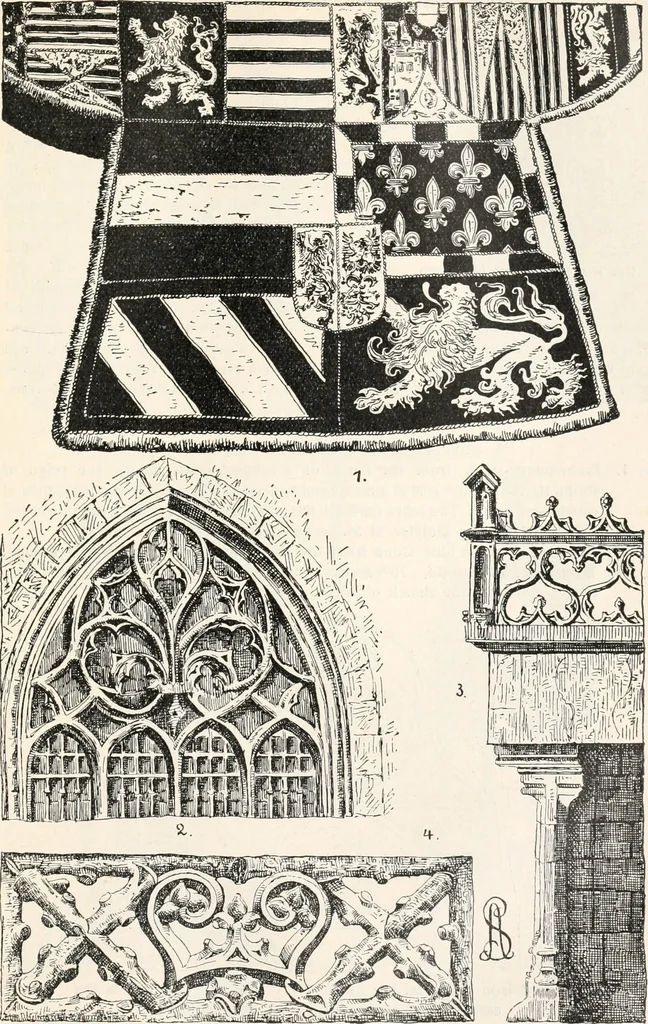 An illustration from Styles of ornament, exhibited in designs, and arranged in historical order, with descriptive text. A handbook for architects, designers, painters, sculptors, wood-carvers, chasers, modellers, cabinet-makers and artistic locksmiths as well as also for technical schools, libraries and private study, 1910, leaf 262