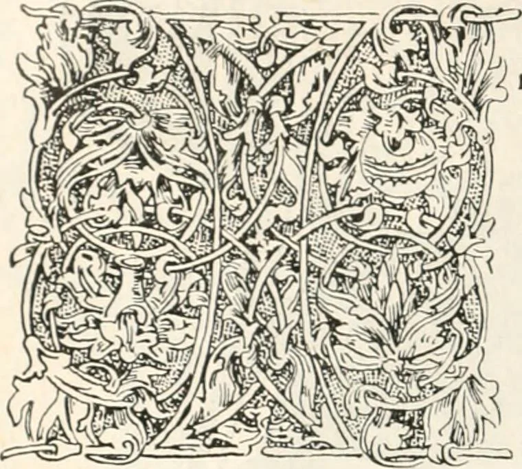 An illustration from Styles of ornament, exhibited in designs, and arranged in historical order, with descriptive text. A handbook for architects, designers, painters, sculptors, wood-carvers, chasers, modellers, cabinet-makers and artistic locksmiths as well as also for technical schools, libraries and private study, 1910, leaf 263