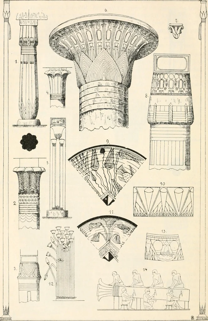 An illustration from Styles of ornament, exhibited in designs, and arranged in historical order, with descriptive text. A handbook for architects, designers, painters, sculptors, wood-carvers, chasers, modellers, cabinet-makers and artistic locksmiths as well as also for technical schools, libraries and private study, 1910, leaf 27