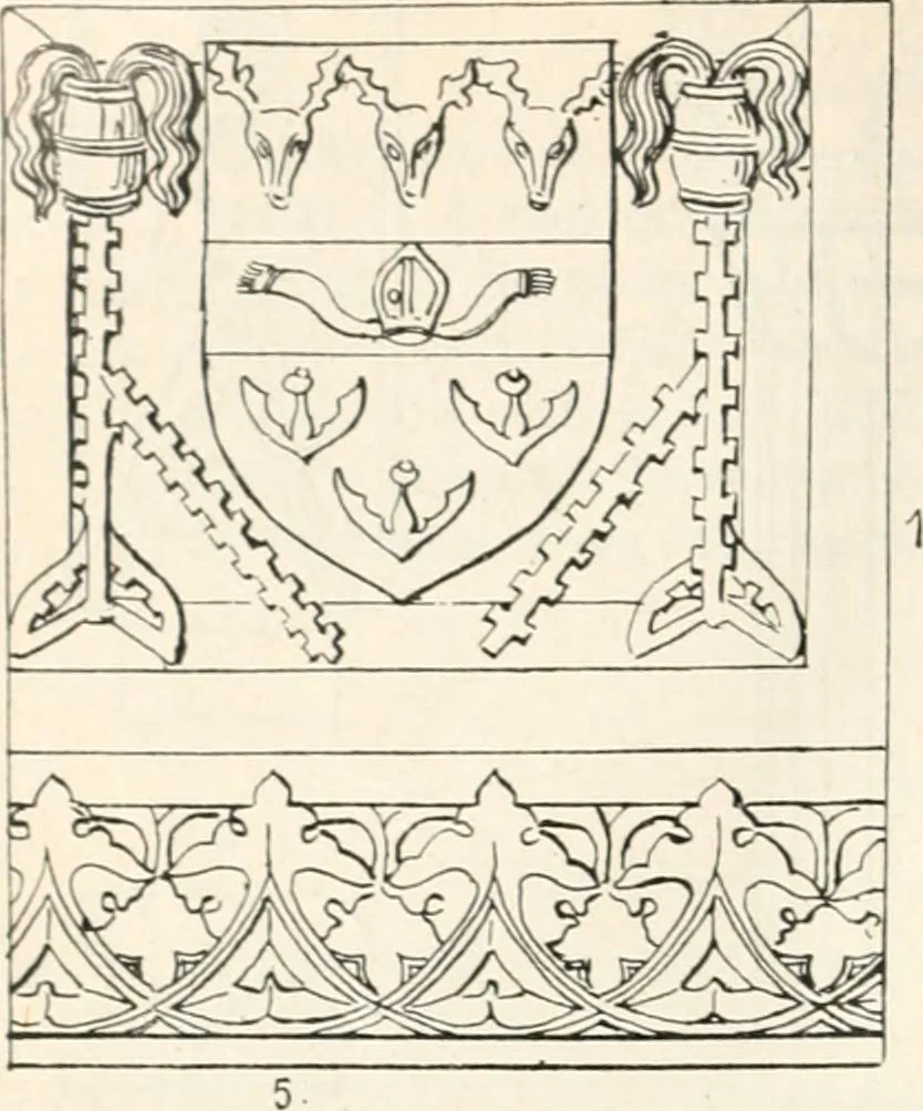 An illustration from Styles of ornament, exhibited in designs, and arranged in historical order, with descriptive text. A handbook for architects, designers, painters, sculptors, wood-carvers, chasers, modellers, cabinet-makers and artistic locksmiths as well as also for technical schools, libraries and private study, 1910, leaf 271