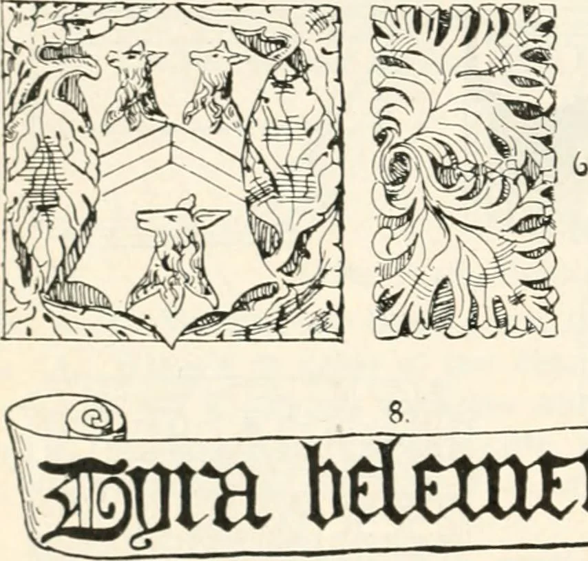 An illustration from Styles of ornament, exhibited in designs, and arranged in historical order, with descriptive text. A handbook for architects, designers, painters, sculptors, wood-carvers, chasers, modellers, cabinet-makers and artistic locksmiths as well as also for technical schools, libraries and private study, 1910, leaf 271