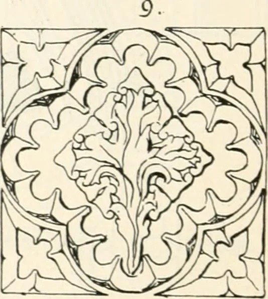 An illustration from Styles of ornament, exhibited in designs, and arranged in historical order, with descriptive text. A handbook for architects, designers, painters, sculptors, wood-carvers, chasers, modellers, cabinet-makers and artistic locksmiths as well as also for technical schools, libraries and private study, 1910, leaf 271