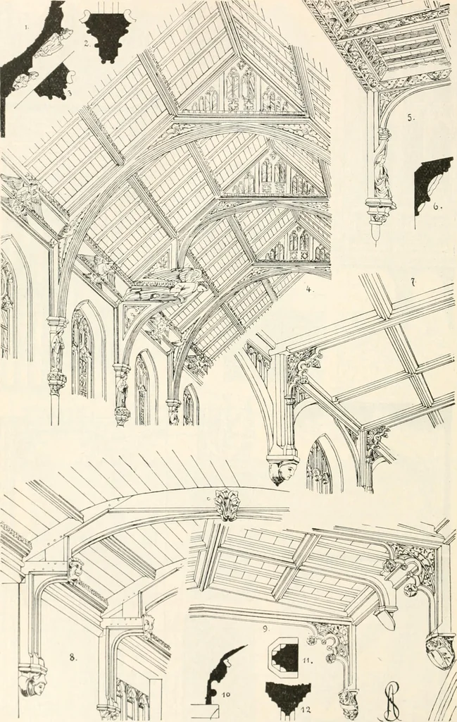 An illustration from Styles of ornament, exhibited in designs, and arranged in historical order, with descriptive text. A handbook for architects, designers, painters, sculptors, wood-carvers, chasers, modellers, cabinet-makers and artistic locksmiths as well as also for technical schools, libraries and private study, 1910, leaf 273