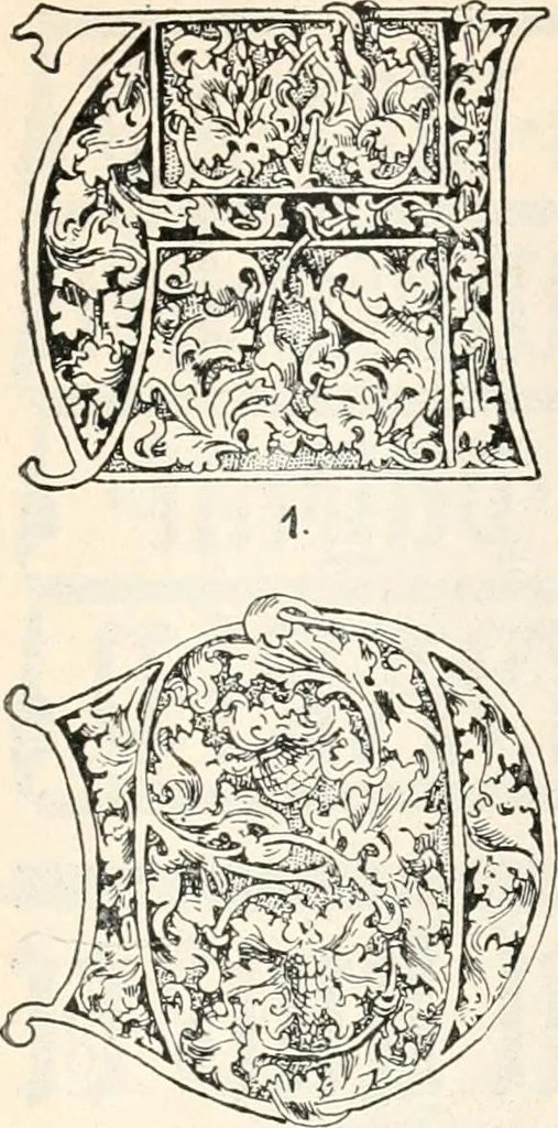 An illustration from Styles of ornament, exhibited in designs, and arranged in historical order, with descriptive text. A handbook for architects, designers, painters, sculptors, wood-carvers, chasers, modellers, cabinet-makers and artistic locksmiths as well as also for technical schools, libraries and private study, 1910, leaf 304