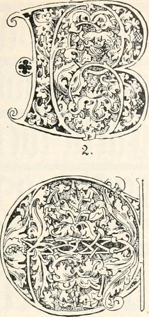An illustration from Styles of ornament, exhibited in designs, and arranged in historical order, with descriptive text. A handbook for architects, designers, painters, sculptors, wood-carvers, chasers, modellers, cabinet-makers and artistic locksmiths as well as also for technical schools, libraries and private study, 1910, leaf 304