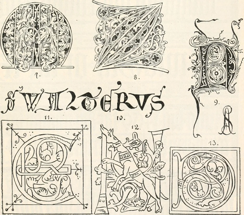 An illustration from Styles of ornament, exhibited in designs, and arranged in historical order, with descriptive text. A handbook for architects, designers, painters, sculptors, wood-carvers, chasers, modellers, cabinet-makers and artistic locksmiths as well as also for technical schools, libraries and private study, 1910, leaf 304