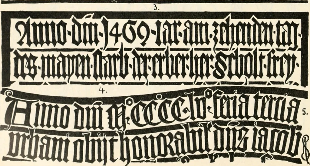 An illustration from Styles of ornament, exhibited in designs, and arranged in historical order, with descriptive text. A handbook for architects, designers, painters, sculptors, wood-carvers, chasers, modellers, cabinet-makers and artistic locksmiths as well as also for technical schools, libraries and private study, 1910, leaf 305