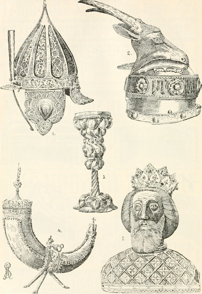 An illustration from Styles of ornament, exhibited in designs, and arranged in historical order, with descriptive text. A handbook for architects, designers, painters, sculptors, wood-carvers, chasers, modellers, cabinet-makers and artistic locksmiths as well as also for technical schools, libraries and private study, 1910, leaf 307