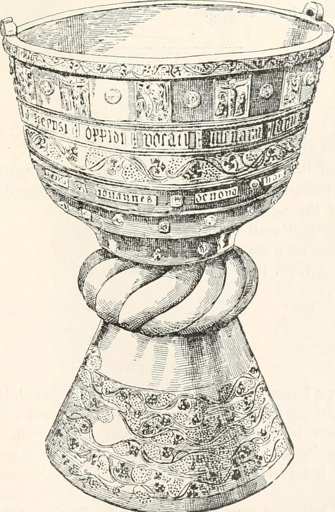 An illustration from Styles of ornament, exhibited in designs, and arranged in historical order, with descriptive text. A handbook for architects, designers, painters, sculptors, wood-carvers, chasers, modellers, cabinet-makers and artistic locksmiths as well as also for technical schools, libraries and private study, 1910, leaf 308