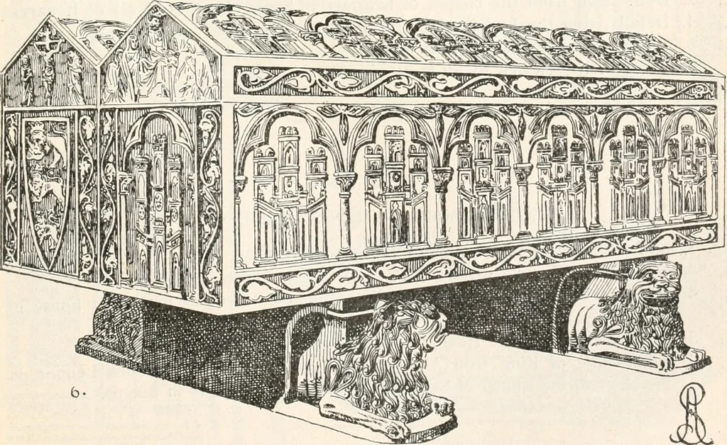 An illustration from Styles of ornament, exhibited in designs, and arranged in historical order, with descriptive text. A handbook for architects, designers, painters, sculptors, wood-carvers, chasers, modellers, cabinet-makers and artistic locksmiths as well as also for technical schools, libraries and private study, 1910, leaf 320