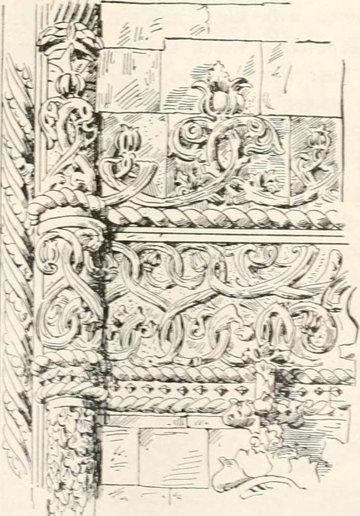 An illustration from Styles of ornament, exhibited in designs, and arranged in historical order, with descriptive text. A handbook for architects, designers, painters, sculptors, wood-carvers, chasers, modellers, cabinet-makers and artistic locksmiths as well as also for technical schools, libraries and private study, 1910, leaf 326